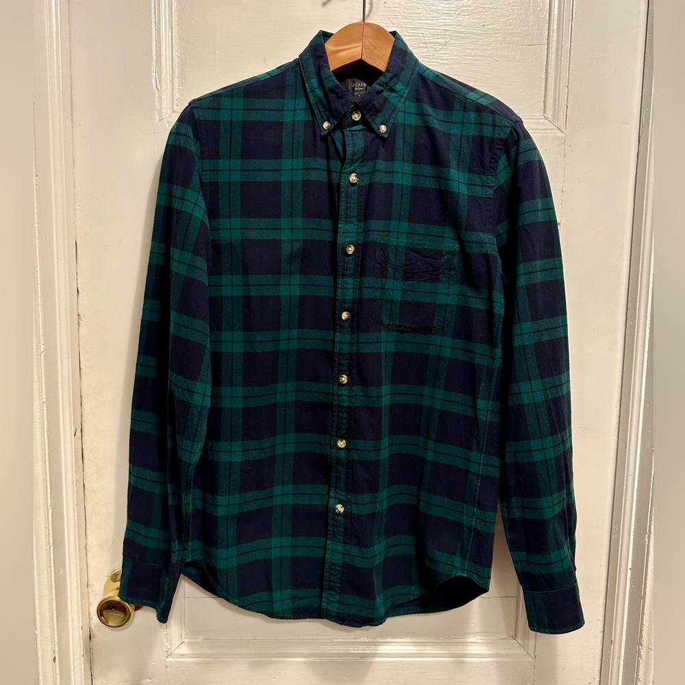 J. Crew - Men’s Green-Navy Plaid Flannel Button Down Shirt